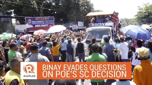 Binay evades questions on Poe’s SC decision