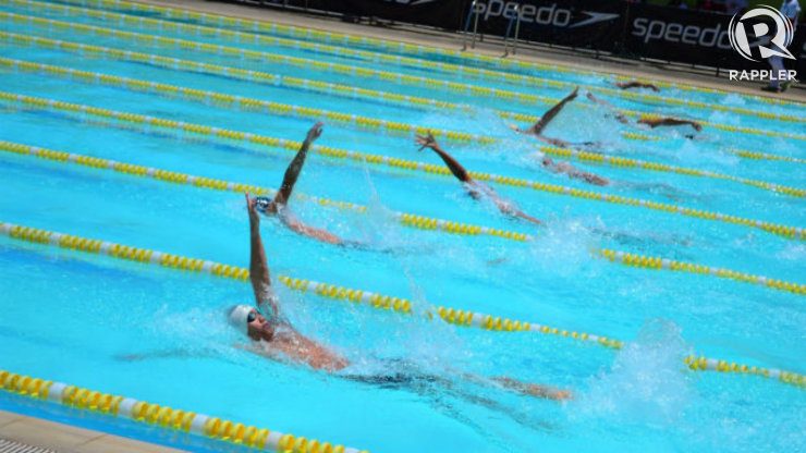 The 100 meter secondary boys Backstroke event. Photo by Jerome Monta/Rappler
