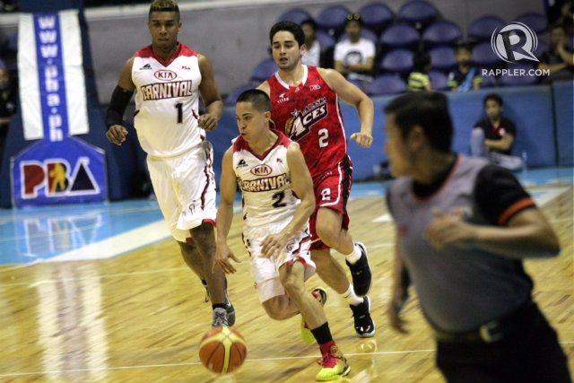 KIA's LA Revilla (C) is one of the reasons why the Carnival has surprised so far in the 2015 PBA Commissioner's Cup. Photo by Josh Albelda/Rappler 