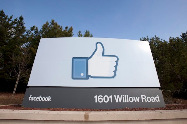 LIKE. A file photo dated 31 January 2012 showing a view of the entrance to Facebook corporate headquarters in Menlo Park, California, USA. Peter DaSilva/EPA