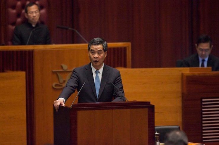 Hong Kong leader takes hard line on public vote in key speech