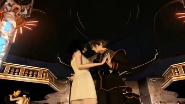 Final Fantasy VIII. Squall and Rinoa from the dance scene. Screen shot from YouTube capture of dance. 