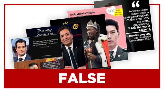 FALSE: Quotes by personalities praising Duterte for coronavirus response