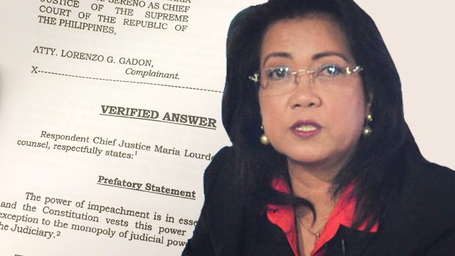 How Sereno answered her impeachment complaint