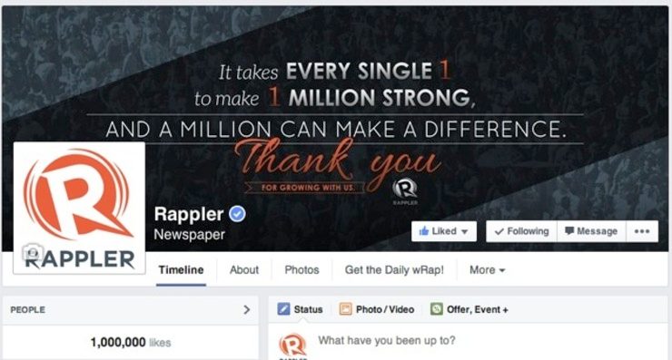 Thank you! The Rappler Facebook community is one million strong