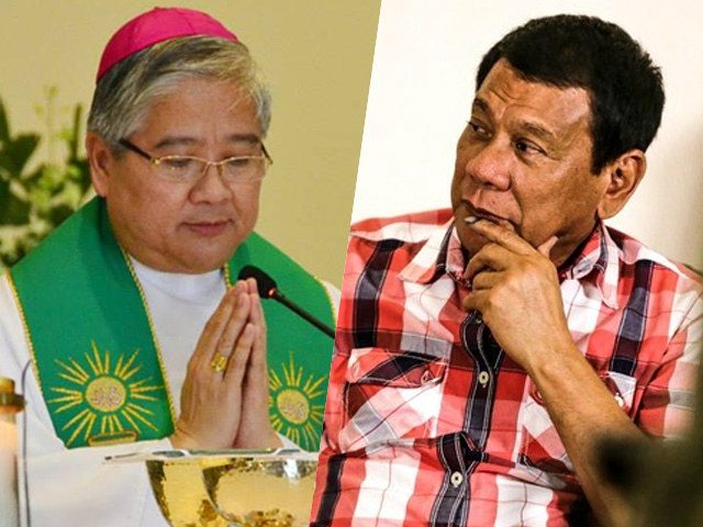 'SILENCE OF JESUS.' In a statement in June, Lingayen-Dagupan Archbishop Socrates Villegas extols the virtue of silence in the face of tirades by President-elect Rodrigo Duterte against the Catholic Church. File photo of Villegas by Noli Yamsuan/Archdiocese of Manila; file photo of Duterte by Rappler 