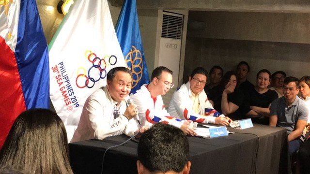 TOP OFFICIALS? House Speaker Alan Peter Cayetano (center), Congressman Abraham Tolentino (left), and Ramon Suzara (right) speak before the press. File photo by Beatrice Go/Rappler