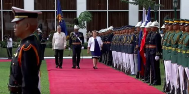 Chile's Michelle Bachelet's state visit in November 2015. Screenshot from RTVM 