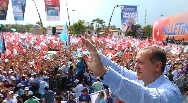MR PRESIDENT. Recep Tayyip Erdogan acknowledged cheers of supporters during an election rally in Konya, Turkey, 09 August 2014. Kayhan Ozer/EPA