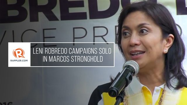 Leni Robredo campaigns solo in Marcos stronghold