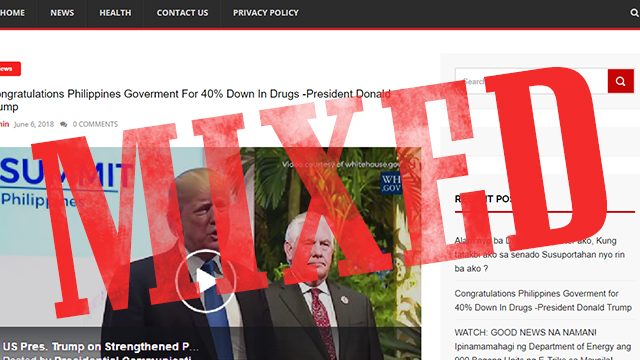 MISLEADING: ‘Trump congratulates Duterte for 40% down in drugs’
