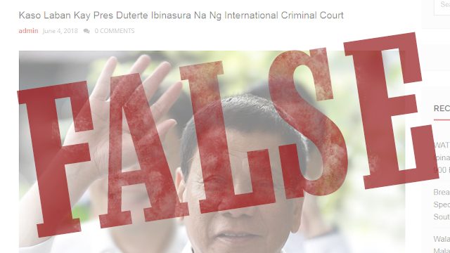 FACT CHECK: No decision yet on Duterte in International Criminal Court