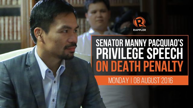 LIVE: Senator Manny Pacquiao’s privilege speech on death penalty