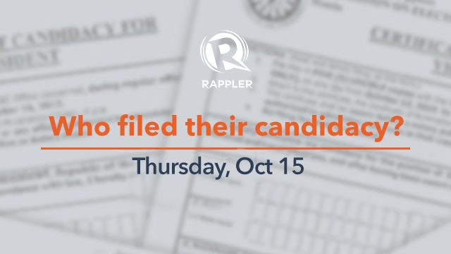 WATCH: Who filed their candidacy October 15, 2015