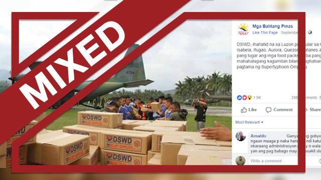MISLEADING: Photo of ‘Typhoon Ompong relief operations’