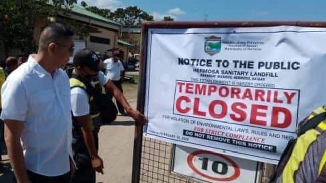Hermosa LGU shuts down Bataan sanitary landfill for environmental violations