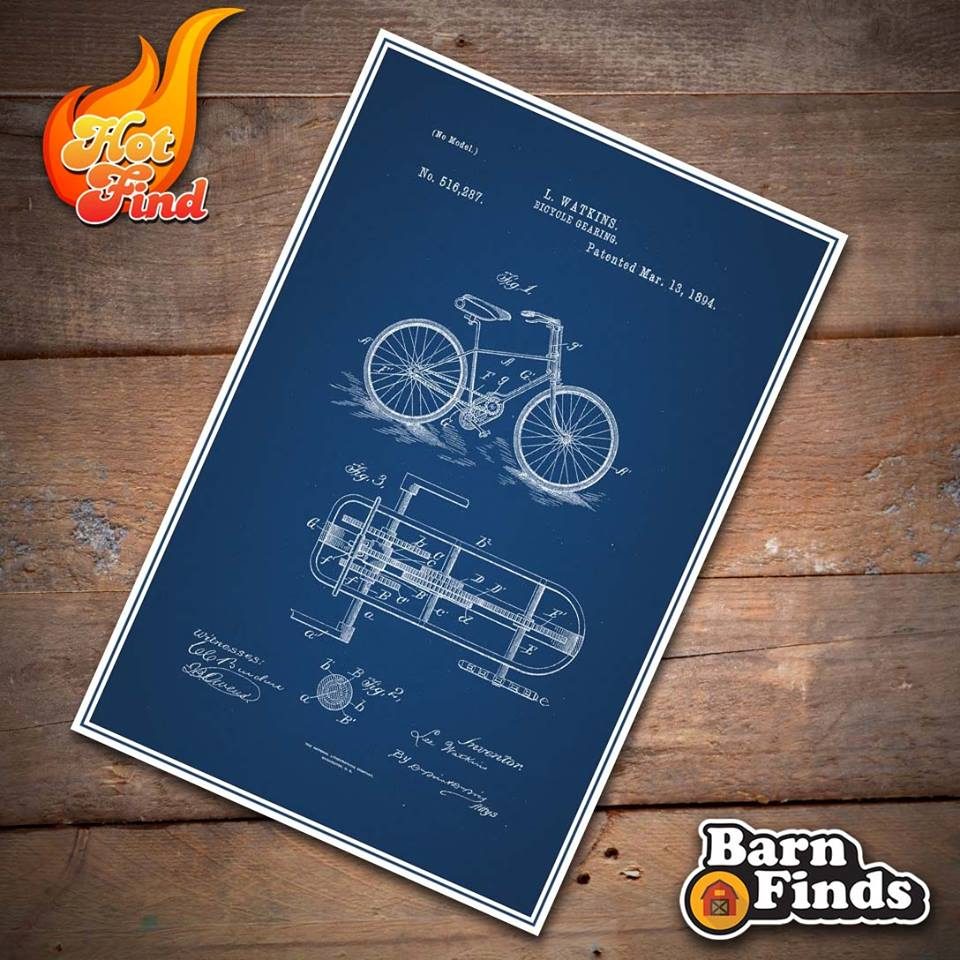Bicycle blueprint poster (P850) from Barn Finds, Merino st, Marikina 