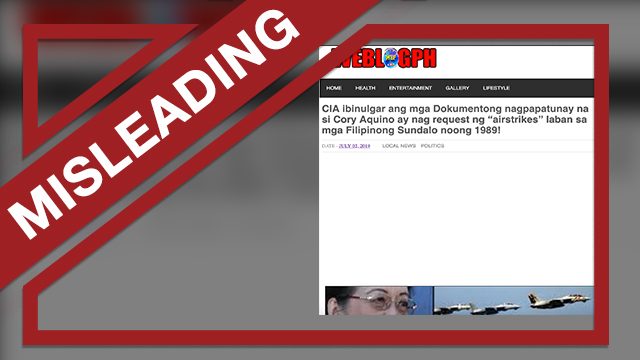 MISLEADING: CIA ‘reveals’ Cory Aquino requested US airstrikes in 1989