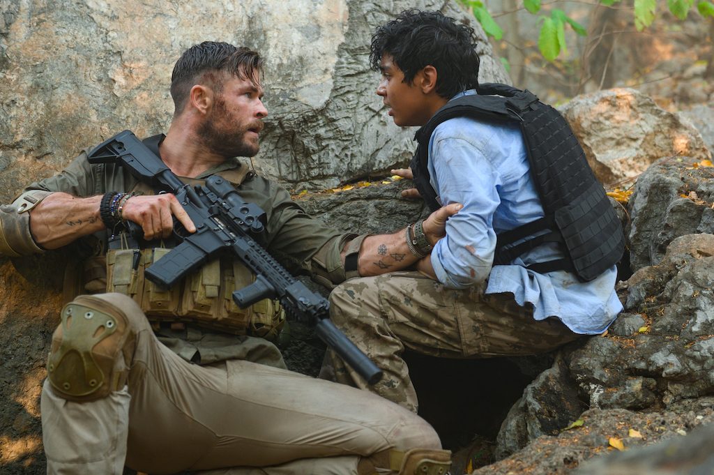DUO. Chris Hemsworth shares a scene with Rudhraksh Jaiswal in 'Extraction.' Photo courtesy of Netflix 