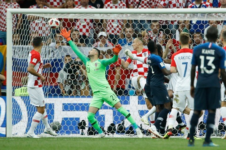 OWN GOAL. Croatia's goalkeeper Danijel Subasic fails to save the opening goal from teammate Mario Mandzukic. Photo by Odd Andersen/AFP    