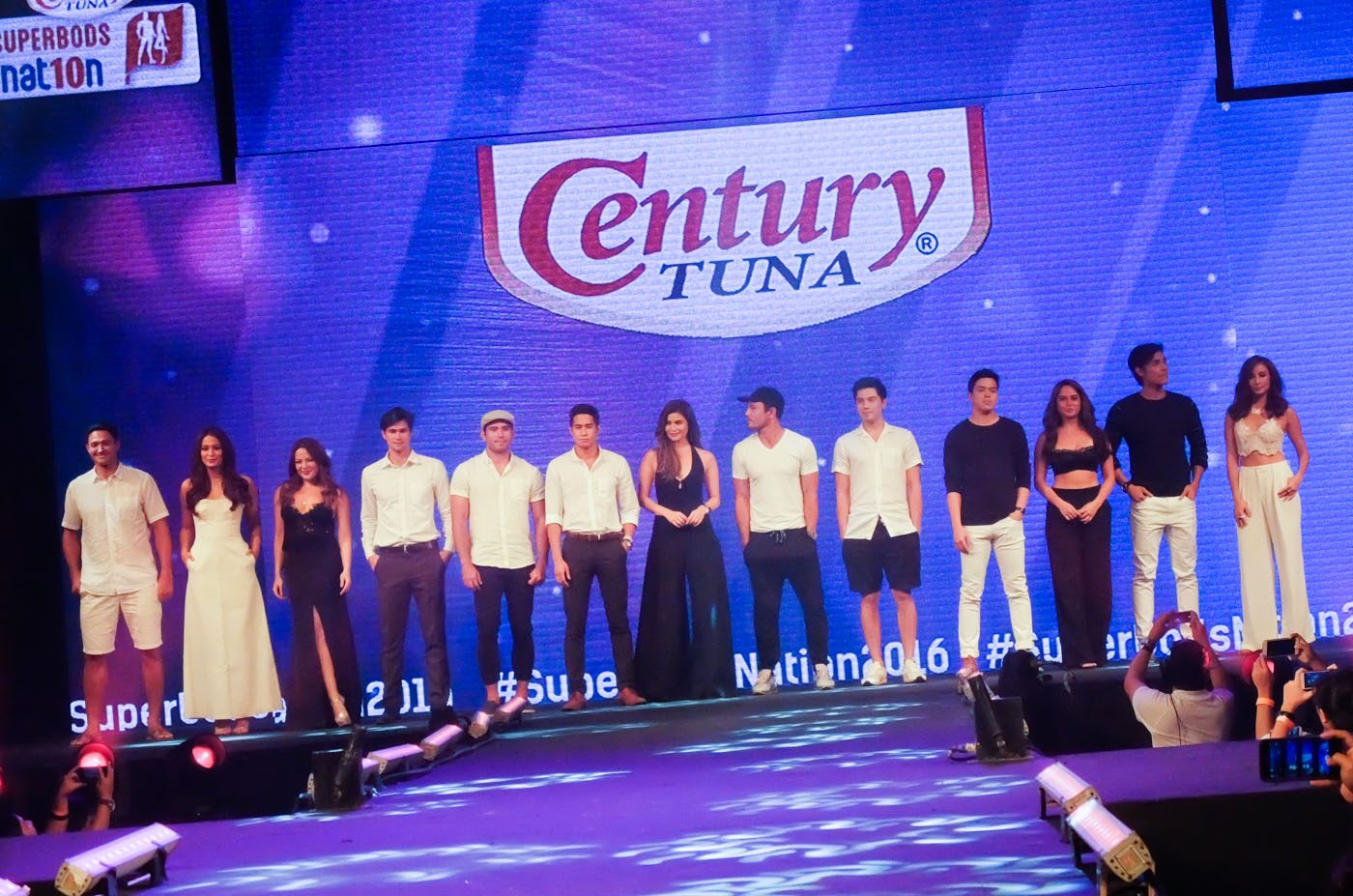 Anne Curtis and Derek Ramsay with the past celebrity endorsers of Century Tuna. Photo by Alecs Ongcal/Rappler  