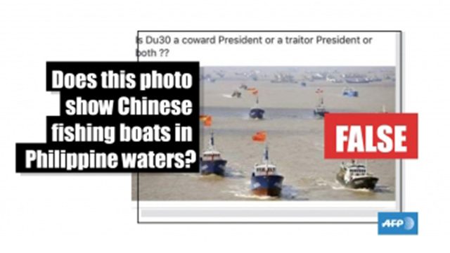 FALSE: Photo shows Chinese fishing boats in Philippine waters