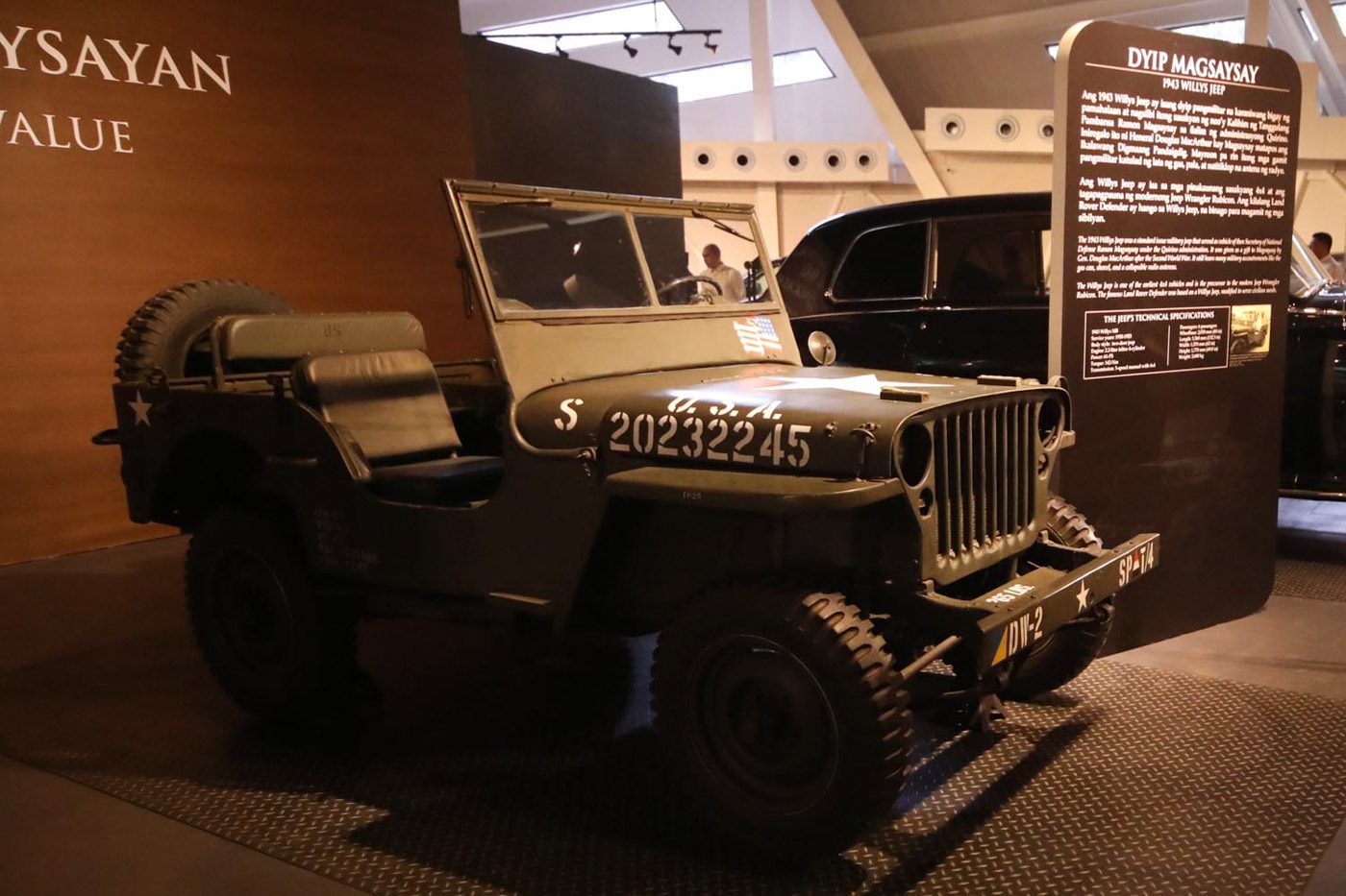 MAGSAYSAY. A 1943 Willys Jeep used by former president Ramon Magsaysay during his stint as defense secretary.   