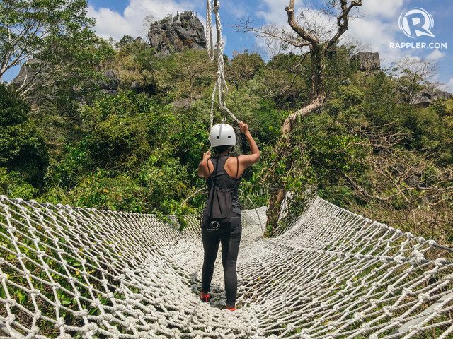 GIANT HAMMOCK. This hammock made with braided ropes is another popular contraption at Masungi. Photo by Nicole Reyes 