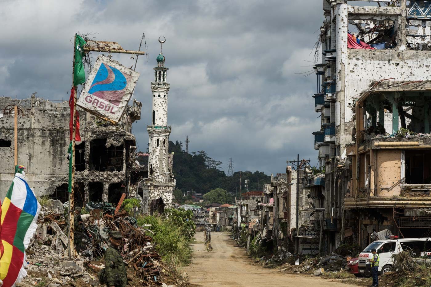 DAMAGED. Task Force Bangon Marawi says rehabilitation of the city is expected to be complete by 2022. Photo by Martin San Diego/Rappler 