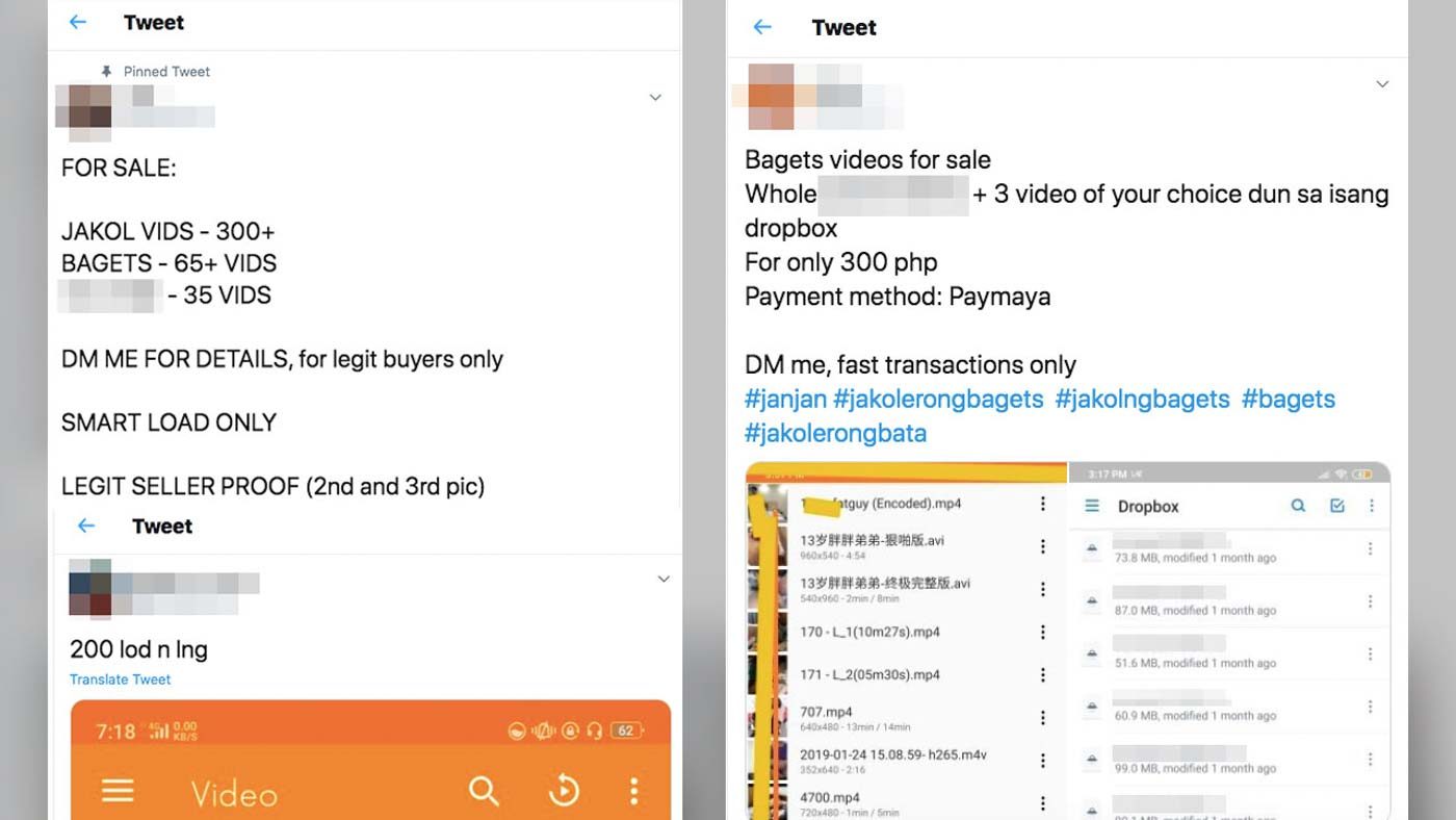 Child sex abuse material now peddled for as low as P100 on Twitter image