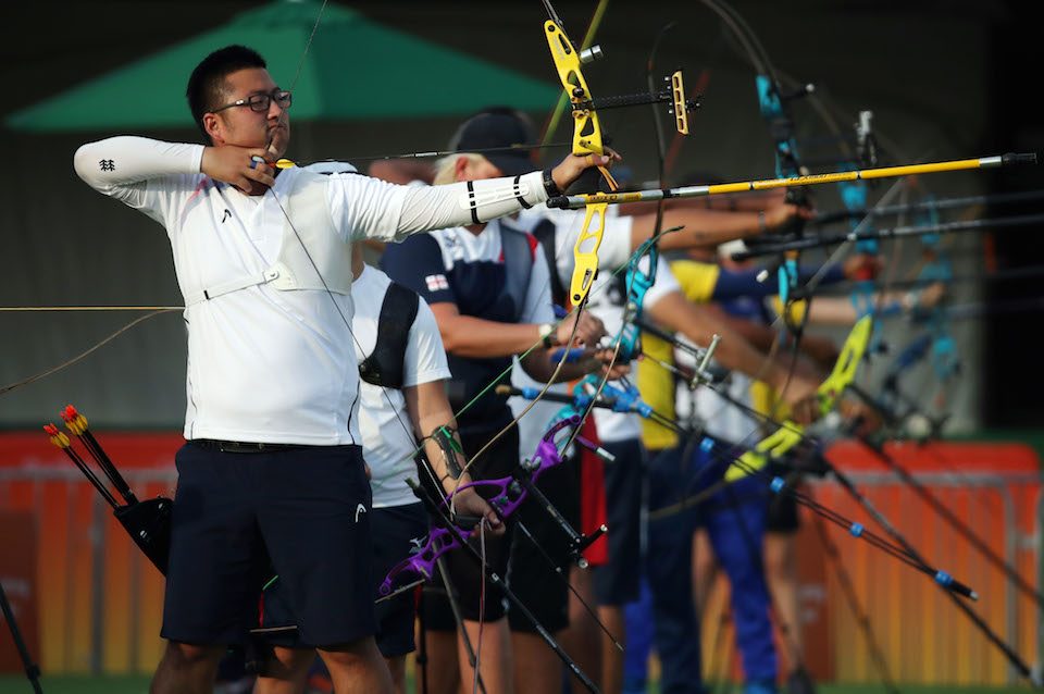 Atlet panahan Korea Selatan, Kim Woo-jin, saat berlatih di Sambodromo, Rio de Janeiro, Brasil, pada 1 Agustus 2016, jelang Olimpiade. Foto oleh EPA 