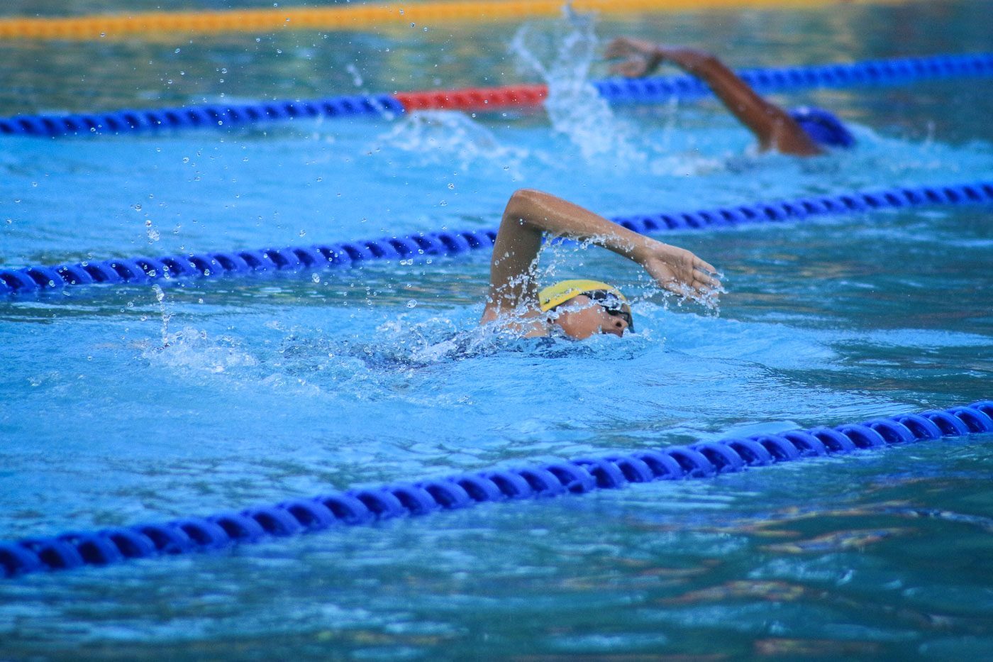ROLLING IN THE DEEP. Swift water movements and proper pace of breathing are the pillars to conquer the pool water in the 800-meter freestyle swimming event of Palarong Pambansa 2017 