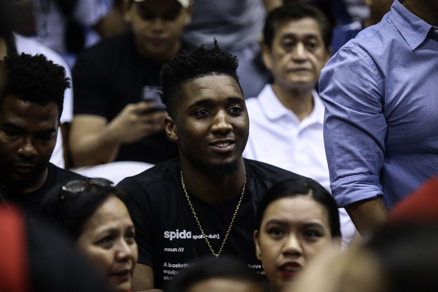 STAR VISITOR. Donovan Mitchell stops by the PBA to watch and commentate the Manila Clasico. Photo by Josh Albelda/Rappler  