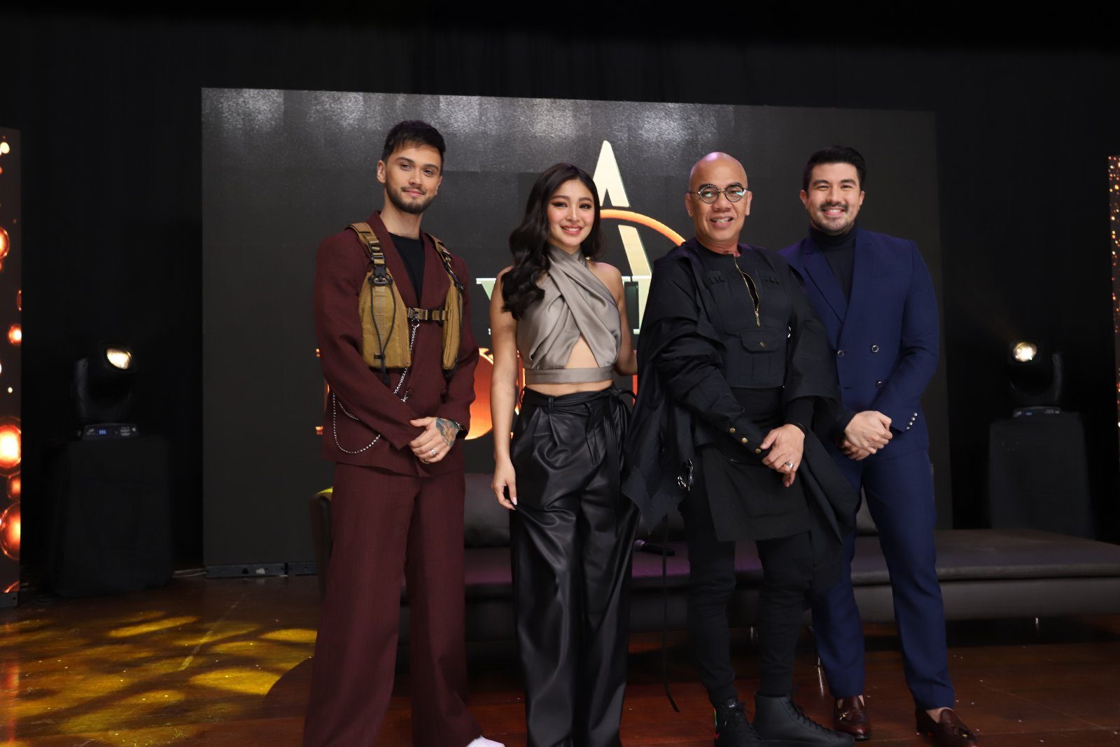 YOUR MOMENT. Nadine with judges Billy Crawford, Boy Abunda, and host Luis Manzano  during the press conference for 'Your Moment.' Photo from ABS-CBN PR 