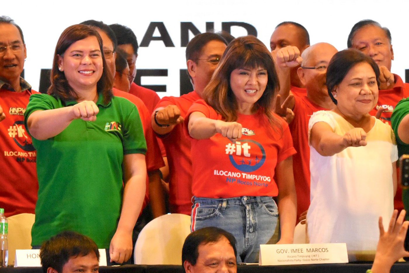 PACT. Ilocos Norte Governor Imee Marcos (center) joins Davao City Mayor Sara Duterte Carpio (left) regional party Hugpong ng Pagbabago on August 13, 2018. Photo by Angie de Silva/Rappler  