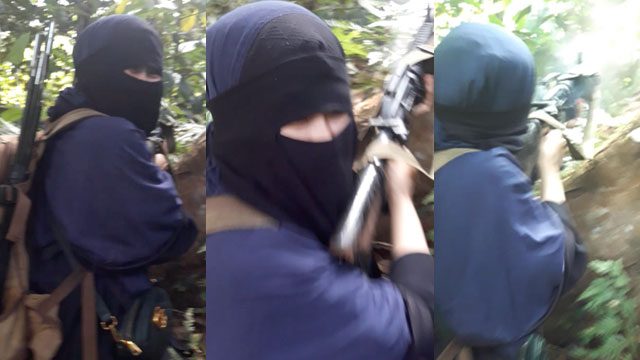 PARTICIPANT. Cici Rezky Fantasy Rullie, said to be around 18, is believed to be the daughter of the Indonesian couple who bombed Jolo Cathedral in January 2019. Cici is seen here engaging in a shootout with the military. Rappler-sourced video screengrab  
