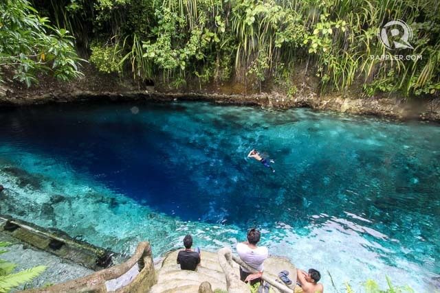 ENCHANTED RIVER. Its brilliant blue waters reach a depth believed to be at least 80 feet. Photo by Karlos Manlupig/Rappler 