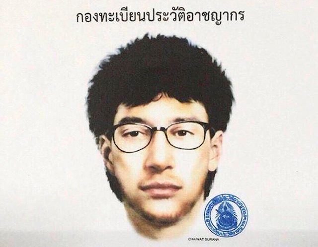 WANTED. A handout picture released by the Thai Royal Police on August 19, 2015, shows a detailed sketch picture of a man suspected of planting a bomb near the Erawan Shrine, in Bangkok, Thailand on August 17, 2015. Royal Thai Police/Handout/EPA 