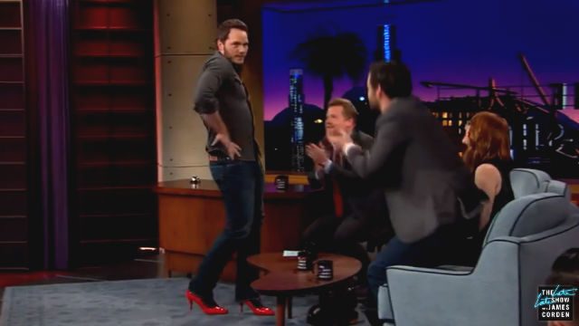 Watch Chris Pratt run in high heels