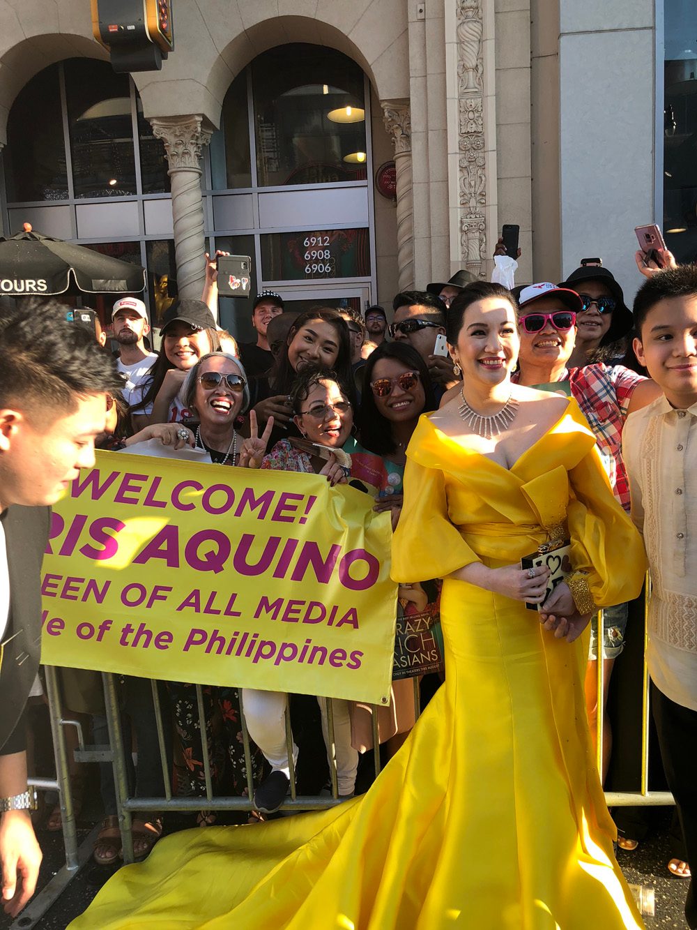 ROYAL WELCOME. Kris Aquino and son Bimby arrive during the premiere of 'Crazy Rich Asians.' File photo from Warner Bros. Pictures  