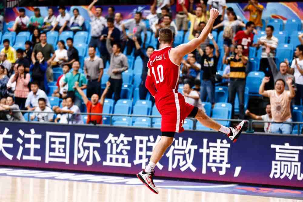 Imad Qahwash celebrates as Palestine outplays the Philippines down the stretch. Photo from FIBA 