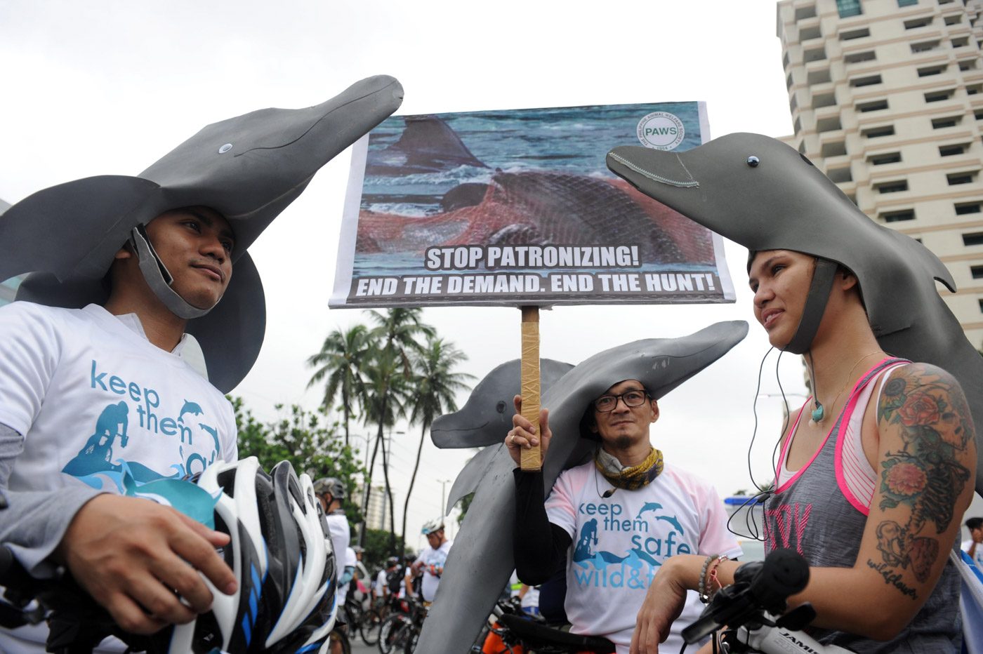SAVING THE DOLPHINS. Various environment group protest at the Japanese Embassy in Pasay City on September 2, 2018, the start of the annual Taiji Dolphin Drive Hunt in Japan. Photo by Ben Nabong/Rappler  