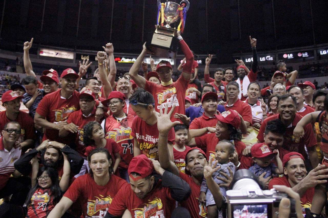 CHAMPS. The Beermen awarded their latest title. Photo from PBA Images 