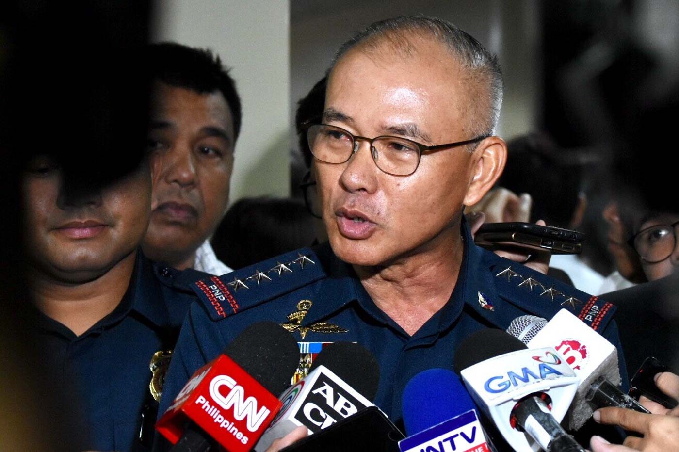 COMBATIVE CHIEF. Ambush interview with General Abayalde after the seventh Senate hearing on the GCTA mess on October 1, 2019. Photo by Angie de Silva/Rappler 
