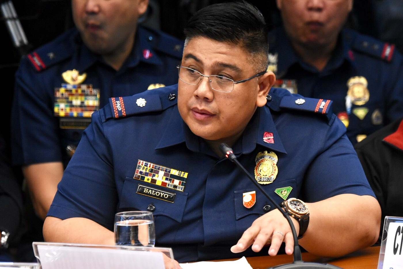 NINJA COP? At the hearing, Lt Col Raymund Baloyo IV says he was at the 2013 buy-bust operation, and that 2 security guards were threatening their group that's why they had to do the inventory of the drugs elsewhere. Photo by Angie de Silva/Rappler 