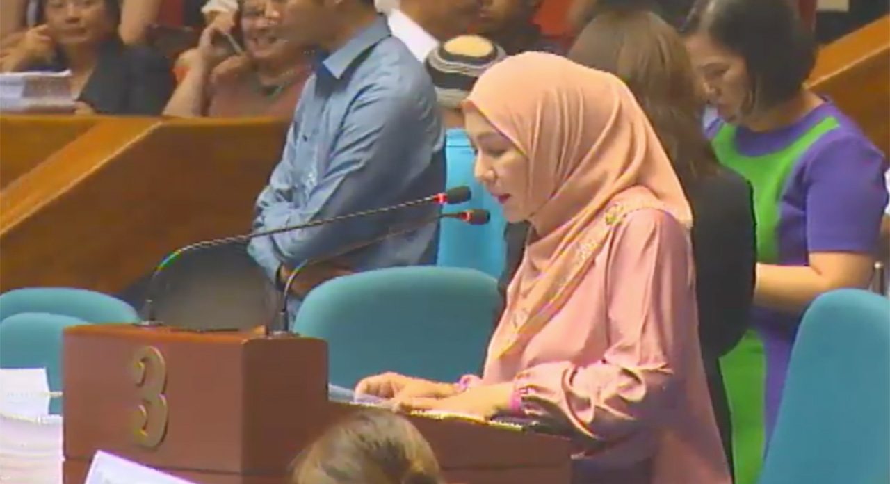 SECOND SPONSOR. Tawi-Tawi Representative Ruby Sahali delivers her sponsorship speech. Screenshot from the House of Representatives  