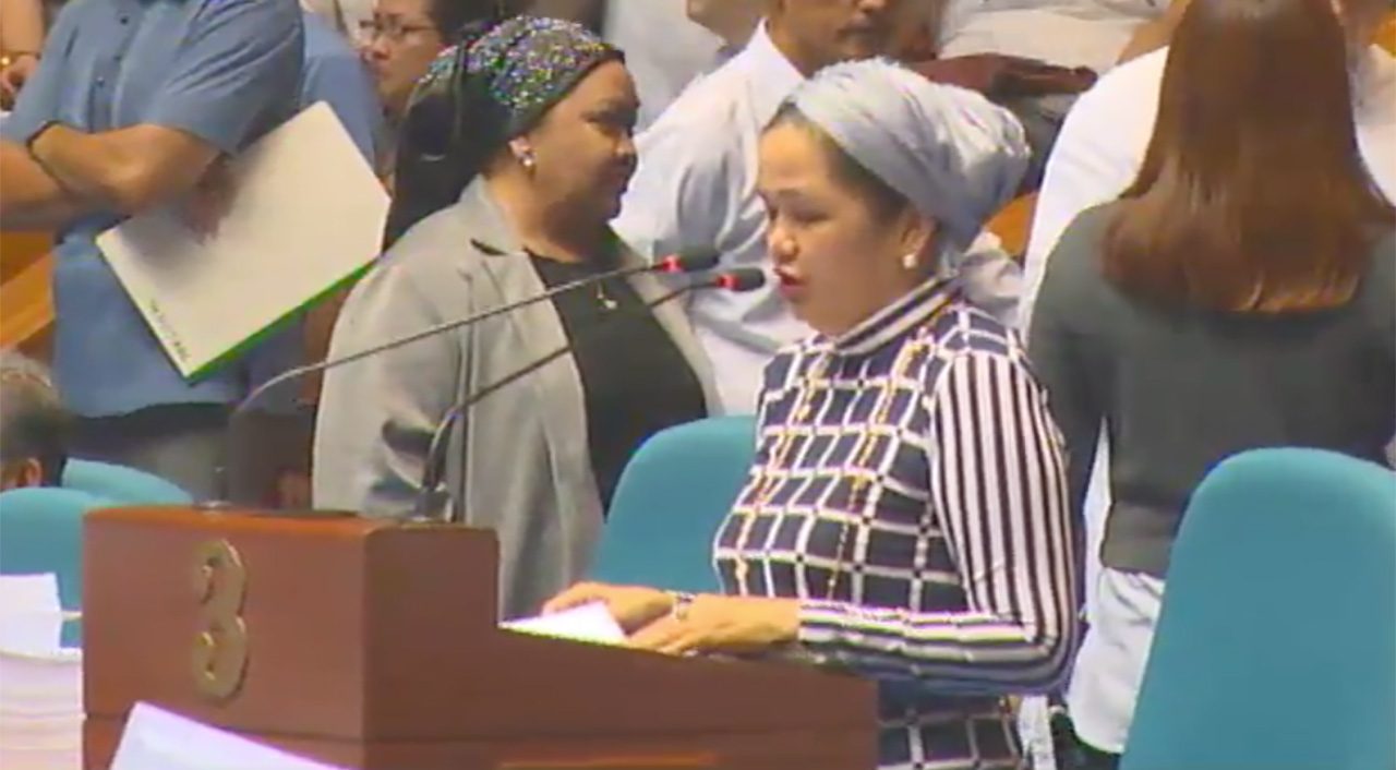 FIRST SPONSOR. Maguindanao 1st District Representative Bai Sandra Sema delivers her sponsorship speech. Screenshot from the House of Representatives 
