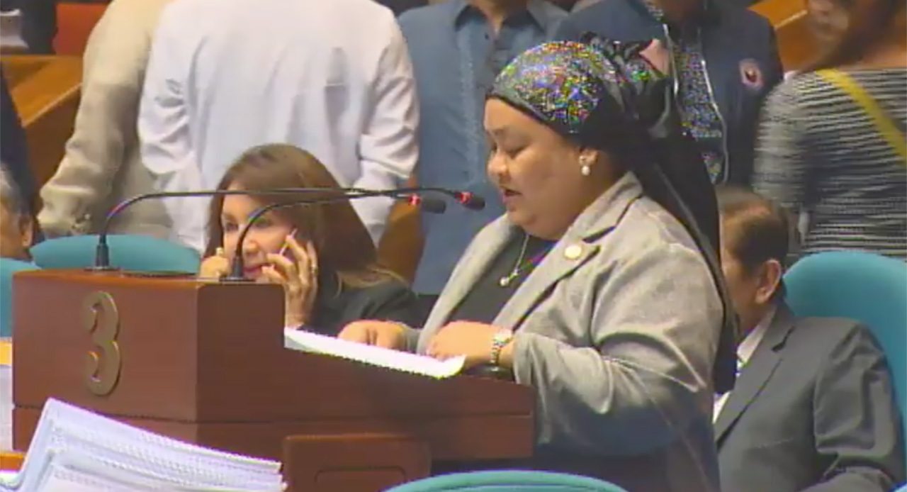 FOURTH SPONSOR. Anak Mindanao Representative Amihilda Sangcopan delivers her sponsorship speech. Screenshot from House of Representatives 
