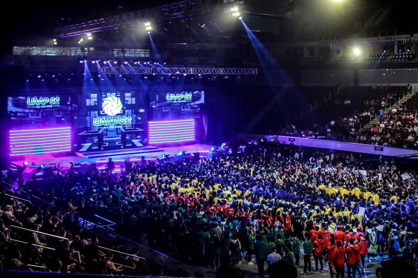 UNITED. Student-athletes of the 8 member schools fill up the entire floor of the Mall of Asia Arena. Photo by Michael Gatpandan/Rappler 