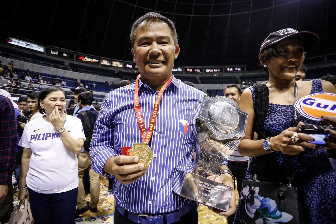 FIRST ON HOME SOIL. This is the first international tournament that Coach Chot Reyes won on home soil. Photo by Josh Albelda/Rappler 